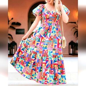 ANTONIO MELANI Vibrant Multicolor Maxi Dress